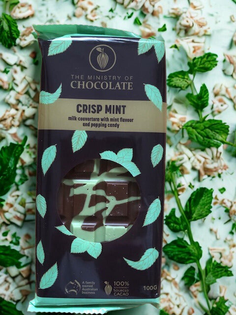 The Ministry of Chocolate  Crisp Mint - 100g Milk Chocolate Bar
