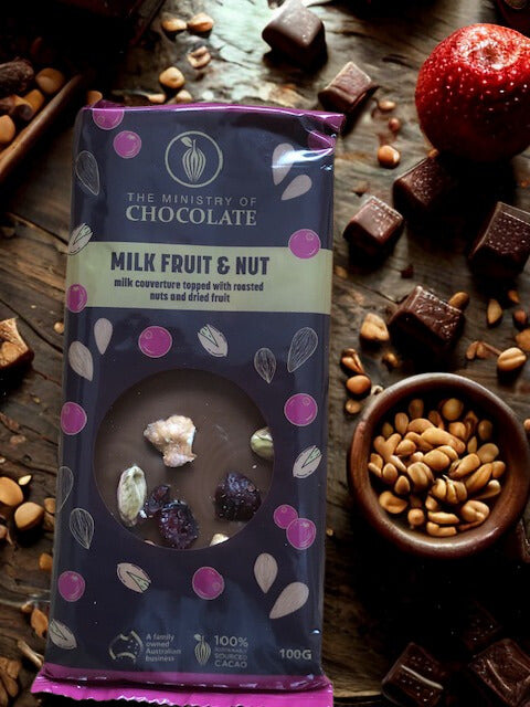 The Ministry of Chocolate Milk Fruit & Nut - 100g Milk Chocolate Bar